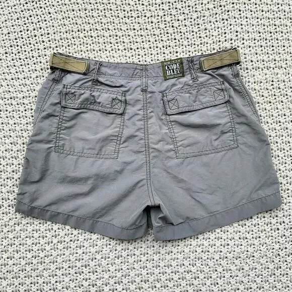 Y2K Grey Cargo Utility Shorts Code Bleu - Size 7 - Picture 2 of 8